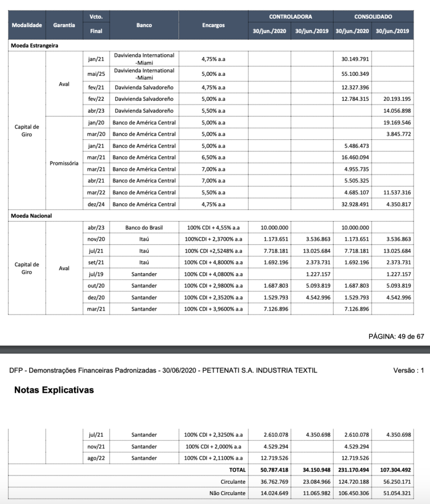 Pettenati - Debt Table